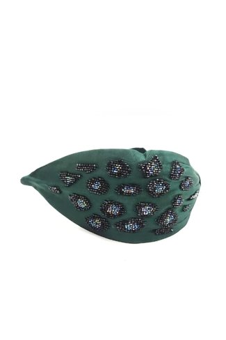 Valeria Leopard Headband Emerald Green NamJosh