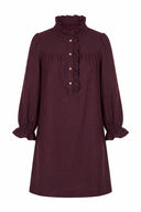 serena-mini-ruffle-lange-mouwen-jurk-bordeaux-sweet-like-you-productfoto-vooraanzicht-1