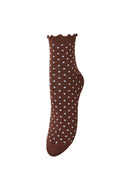 dotted-frilla-korte-sokken-chocolate-brown-chocoladebruin-becksöndergaard-productfoto-zijaanzicht-1