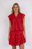 jayla-voile-top-rood-v-hals-mouwloos-model-vooraanzicht-7
