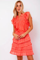 donna-voile-mini-rok-neo-noir-oranje-model-vooraanzicht-1