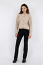 limo-fluffy-gebreide-cardigan-neo-noir-beige-model-vooraanzicht-4