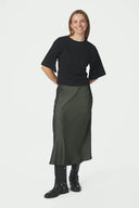 Bovary Satin Midi Skirt | Neo Noir