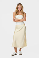 Bovary Satin Midi Skirt | Neo Noir