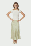 Bovary Satin Midi Skirt | Neo Noir