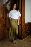 Bovary Satin Midi Skirt | Neo Noir
