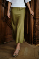 Bovary Satin Midi Skirt | Neo Noir