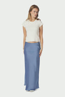 Vicky Satin Skirt Smoke Blue | Neo Noir