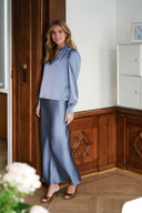 Vicky Satin Skirt Smoke Blue | Neo Noir
