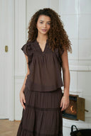 Jayla Voile V-Hals Top | Neo Noir