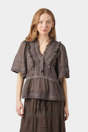 Evienne Voile V-Neck Blouse | Neo Noir