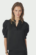 Roella Satin V-Neck Blouse | Neo Noir