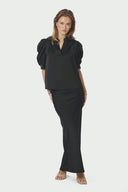 Roella Satin V-Neck Blouse | Neo Noir