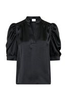 Roella Satin V-Neck Blouse | Neo Noir