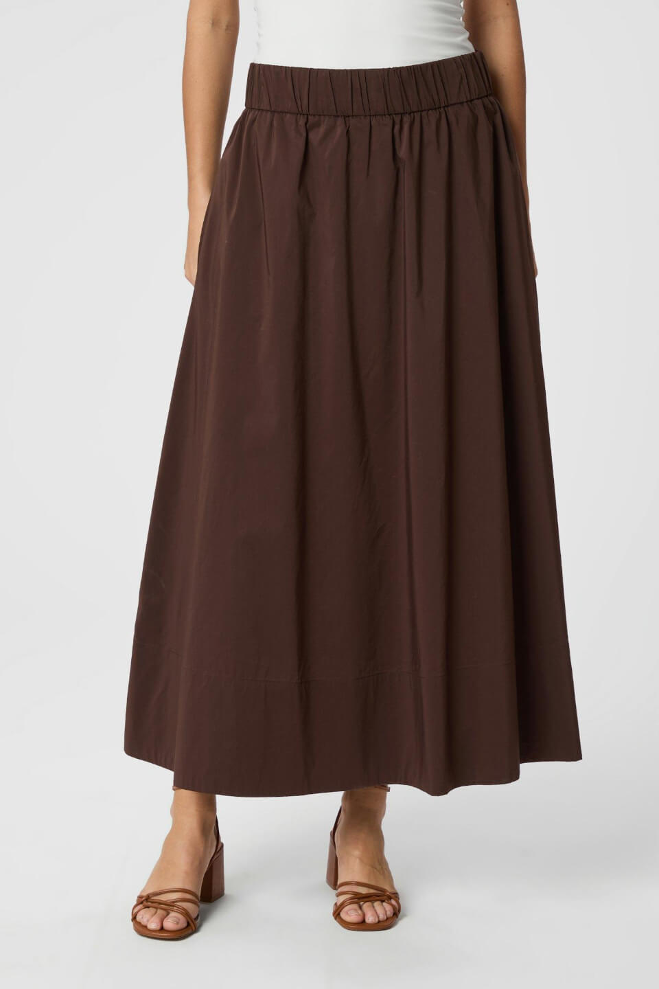 【PORTERNA】Marron long skirt Maso Cotton Poplin Skirt — Mojave – La Garçonne