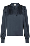 Rosslyn V-Hals Satijnen Blouse | Neo Noir