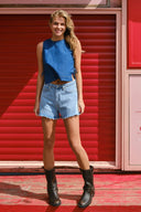 Svetlana Mouwloze Denim Jeans Top