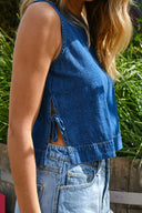 Svetlana Mouwloze Denim Jeans Top