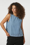 Svetlana Mouwloze Denim Jeans Top