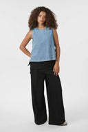 Svetlana Mouwloze Denim Jeans Top