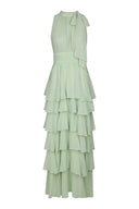 Marli Solid Chiffon Maxi Jurk | Neo Noir