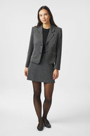 roe-mini-rok-stippen-dark-grey-melange-neo-noir-model-vooraanzicht-2