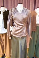 Caprina Satin Wrap Blouse | Neo Noir