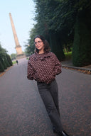 callisa-polka-dot-jas-brown-bruin-neo-noir-lookfoto-vooraanzicht-5