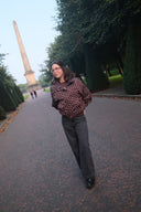 callisa-polka-dot-jas-brown-bruin-neo-noir-lookfoto-vooraanzicht-5
