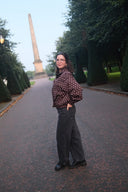 callisa-polka-dot-jas-brown-bruin-neo-noir-lookfoto-zijaanzicht-2