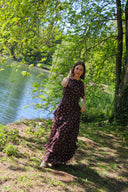 Marli Polka Dot Maxi Chiffon Jurk ⏐Neo Noir