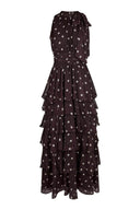 marli-polka-dot-chiffon-maxi-jurk-bruin-Neo-Noir-productfoto-vooraanzicht-1