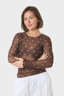 ella-polka-dot-blouse-neo-noir-brown-modelfoto-vooraanzicht-1