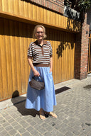Emira Knitted Striped Polo Top | Neo Noir