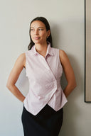 Celest Geruite Mouwloze Top | Neo Noir