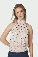 Jos-Polka-Dot-Halter-Top-Light-Pink-Neo-Noir-modelfoto-Close-up-1