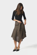 Sabella Geruite Midi Rok | Neo Noir