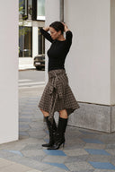 Sabella Geruite Midi Rok | Neo Noir