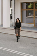 Sabella Geruite Midi Rok | Neo Noir