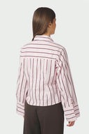 Rosa Getailleerde Gestreepte Hemd Blouse | Neo Noir