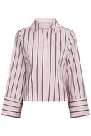 Rosa Getailleerde Gestreepte Hemd Blouse | Neo Noir