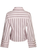 Rosa Getailleerde Gestreepte Hemd Blouse | Neo Noir