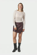 Elayne Faux Leather Nepleren Mini Broekrok | Neo Noir