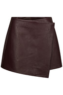 Elayne Faux Leather Nepleren Mini Broekrok | Neo Noir