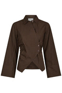 Fenli Overslag Geruite Small Check Hemd Blouse | Neo Noir