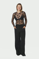Evania Bloemen Kanten Mesh Top | Neo Noir