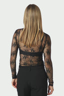 Evania Bloemen Kanten Mesh Top | Neo Noir