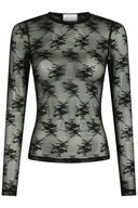 Evania Bloemen Kanten Mesh Top | Neo Noir