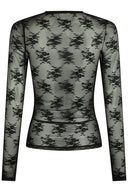 Evania Bloemen Kanten Mesh Top | Neo Noir