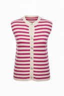 Annelien Striped Knitted Sleeveless Tank Cardigan